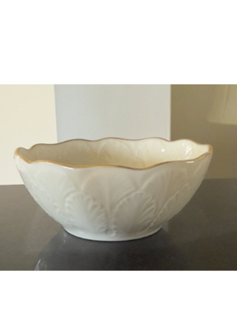Vintage Lenox Ivory Porcelain Leaf Bowl Gold Trim